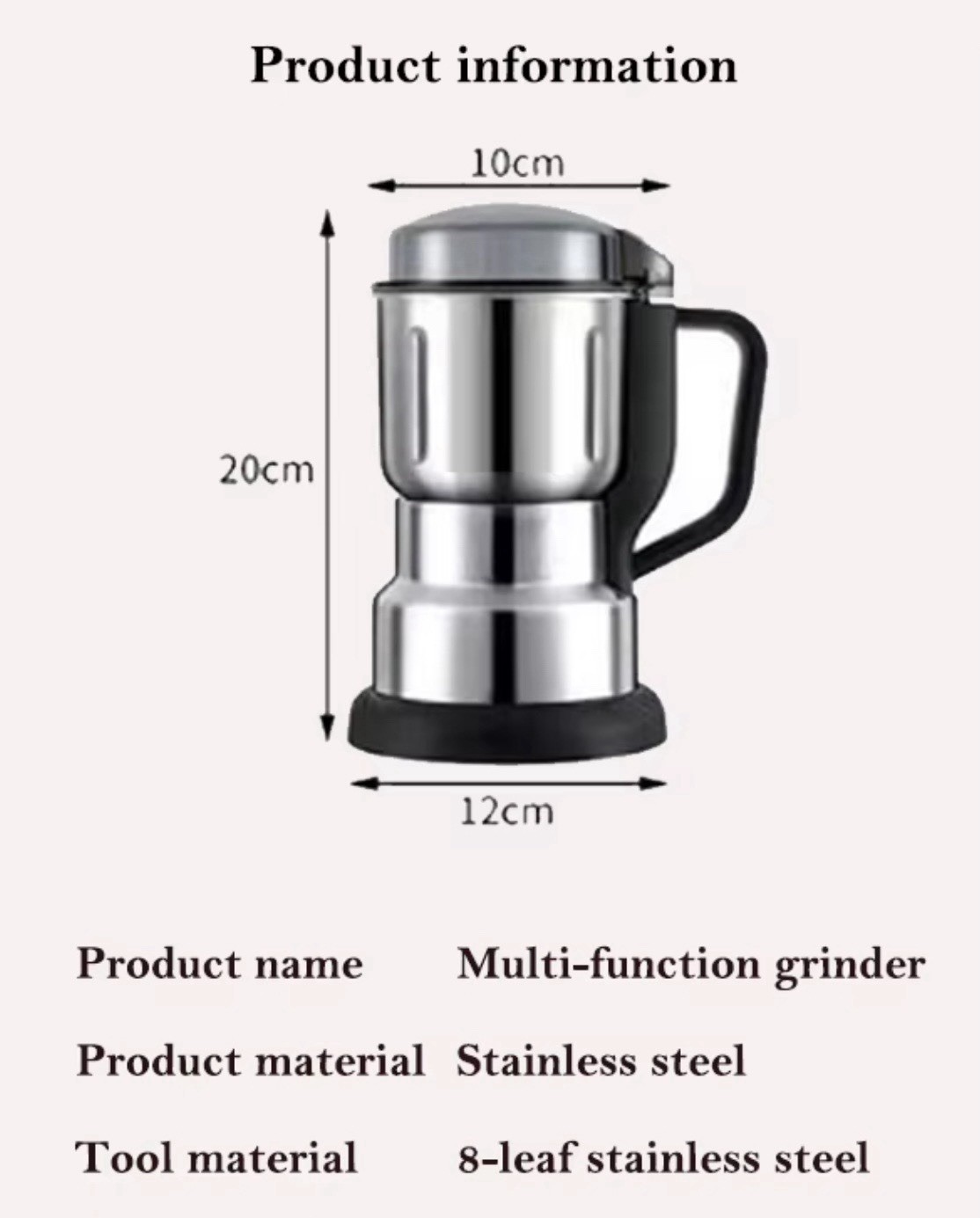 Electric Coffee Bean Grinder Nut Seed Grind Spice Crusher Mill Blender W/Handle