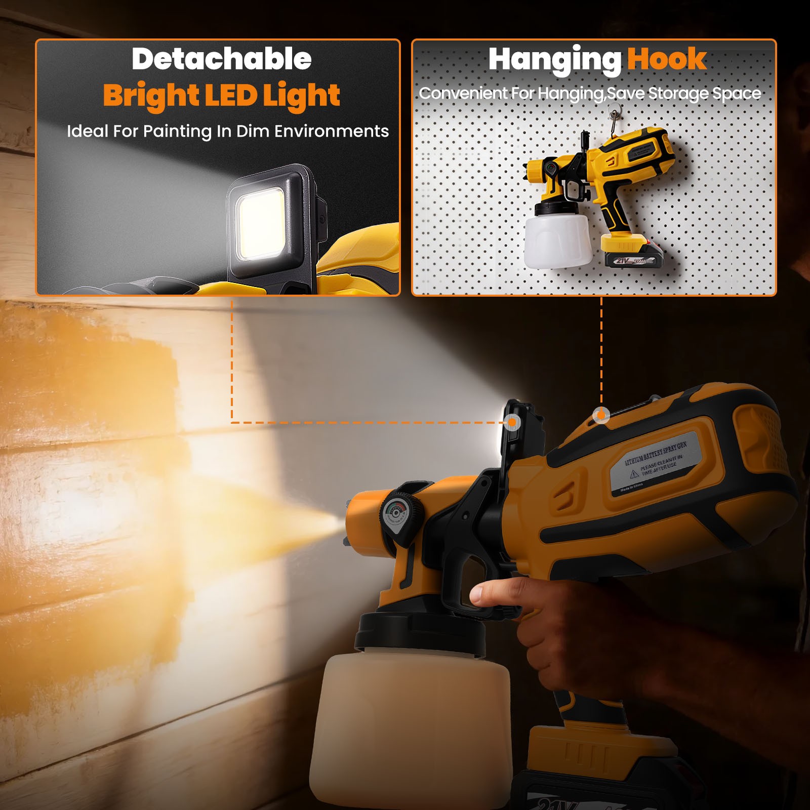 With 2 Batteries High Pressure Cordless Paint Sprayer Electric HVLP Spray Gun US