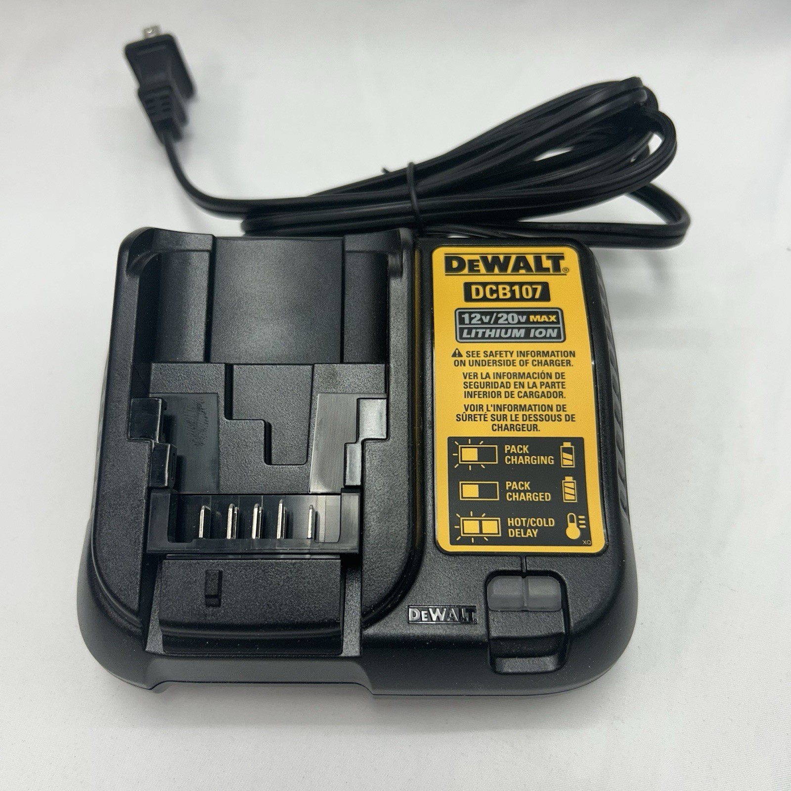 DeWalt DCB107 12V/20V MAX Charger Open Box — Fast Charge, OEM Tested