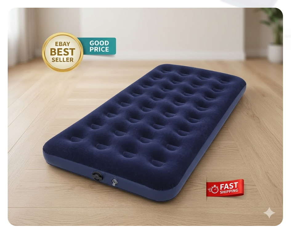 8.5in Twin Air Mattress Flocked Surface Portable Inflatable Bed