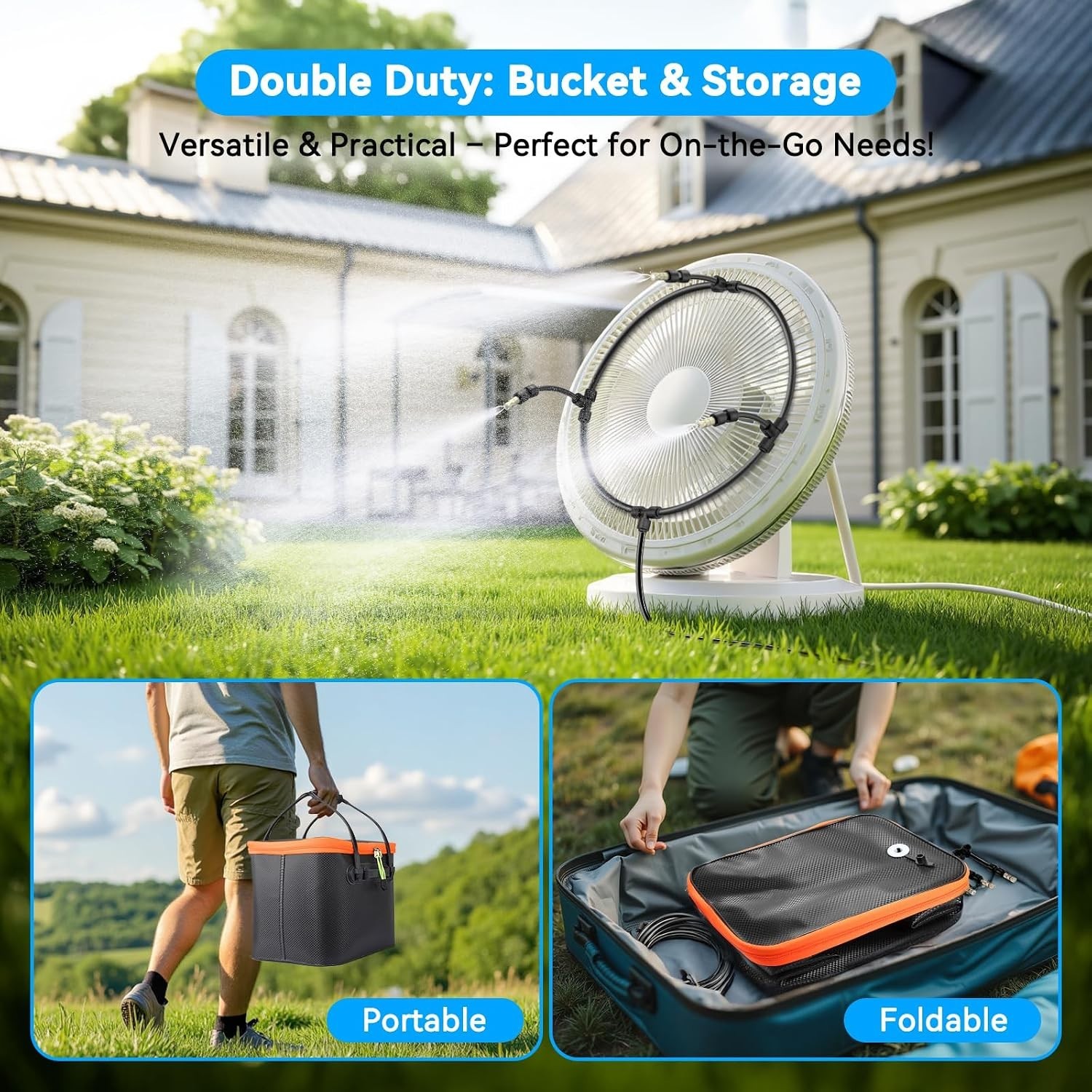 Compact Battery Powered Misting System for Outdoor Cooling