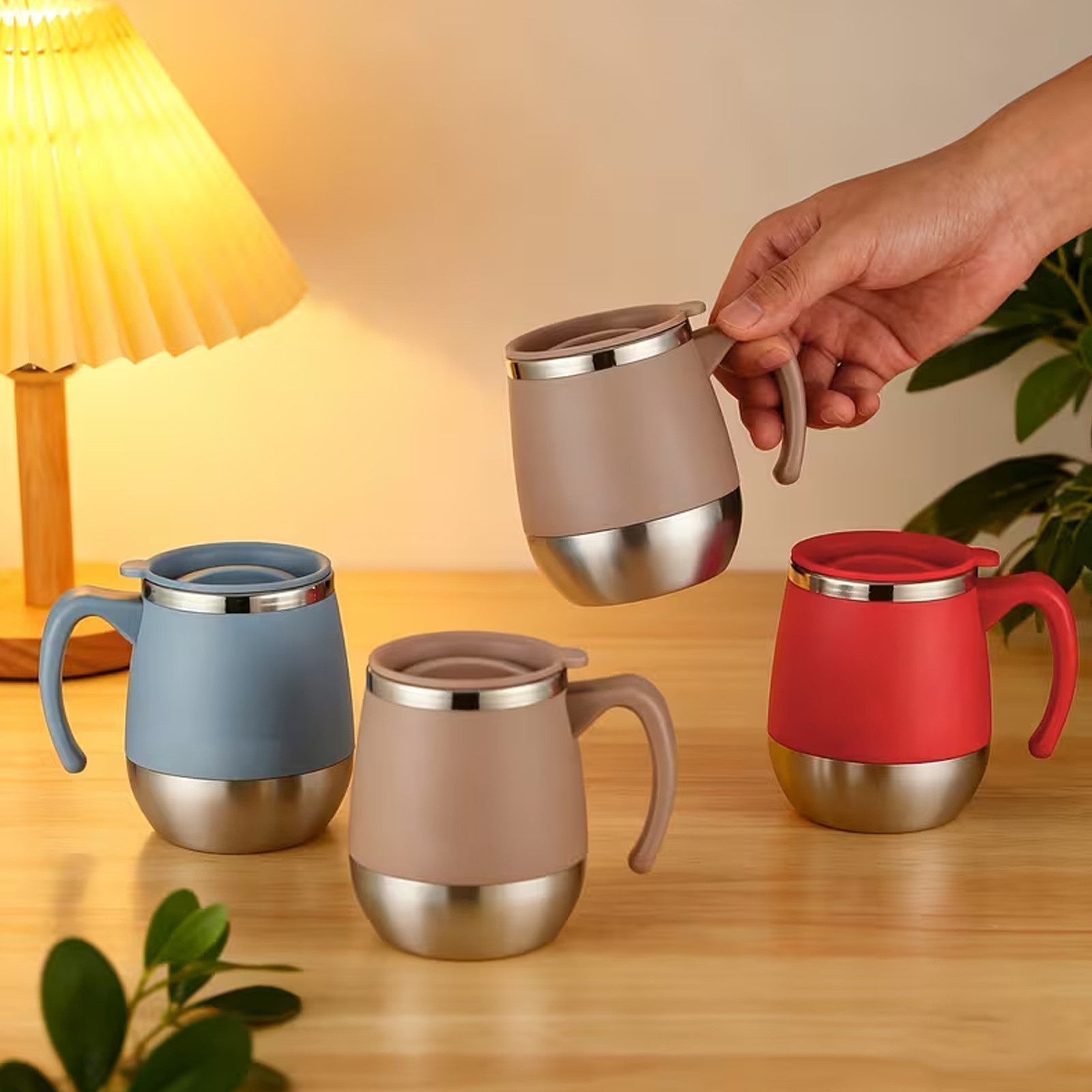 14oz Insulated Coffee Mug Bulk with Handle, Stainless Steel Travel Coffee Mug