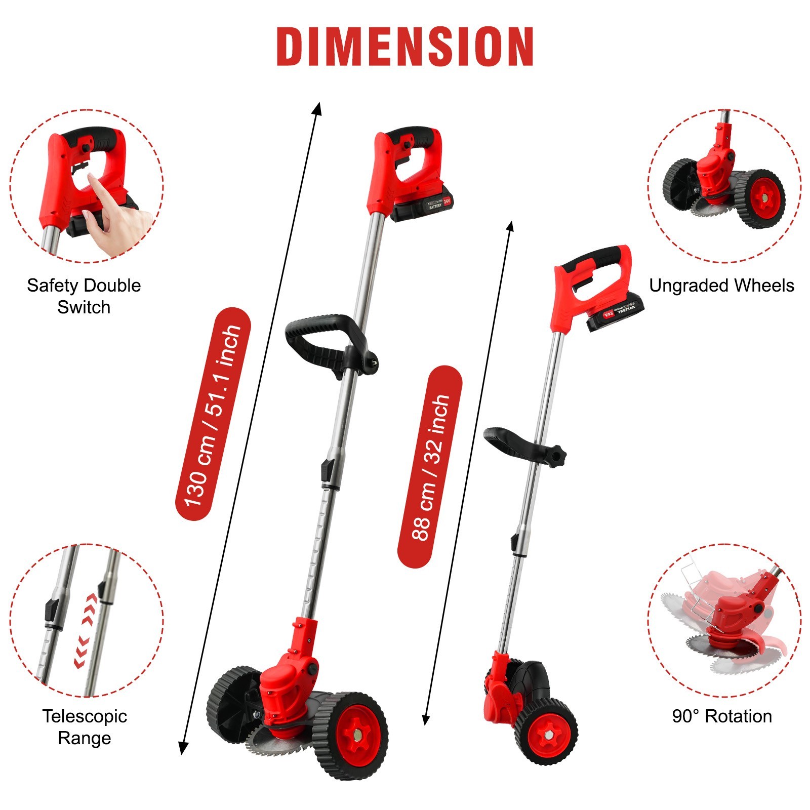 4-Cycle Grass String Trimmer Gasoline-Powered Gas Straight Shaft Weed Eater 31CC