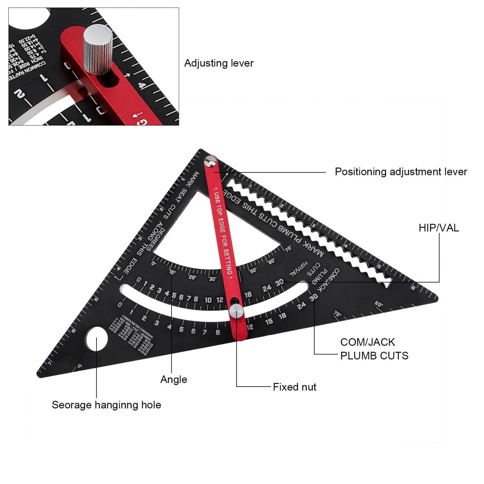 7″ Positioning Adjustable Angle Triangle Ruler Carpenter Square Woodworking Tool