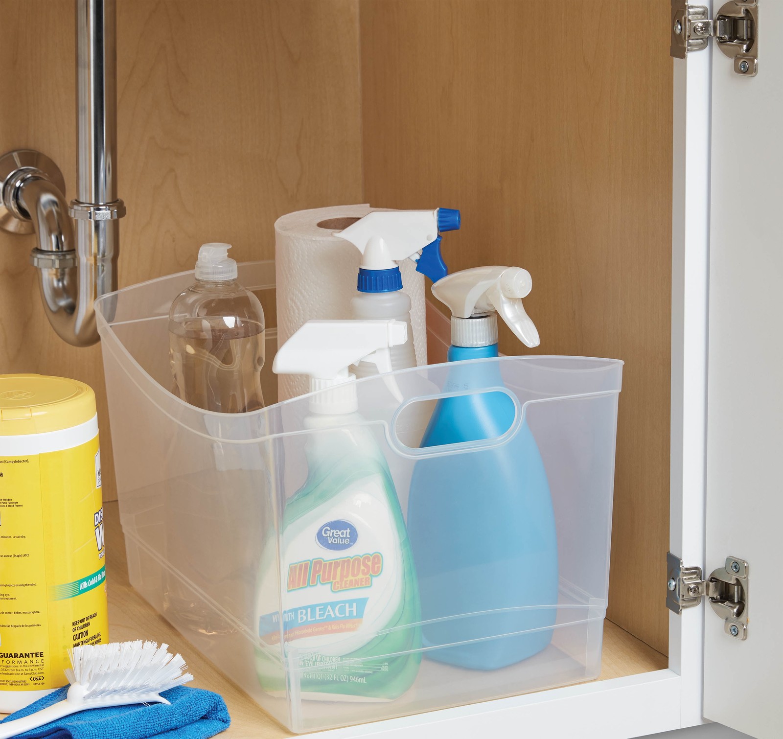Clear Plastic Storage Bin with Handles, Multi-purpose Organizer 15.3×10.4×9.8in