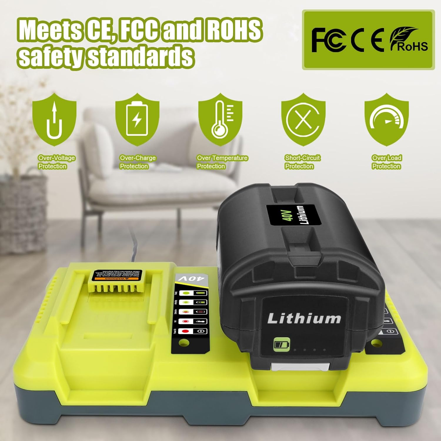 6.0Ah 40V Battery For Ryobi 40 Volt Lithium OP4060 OP40261 / OP401 Dual Charger