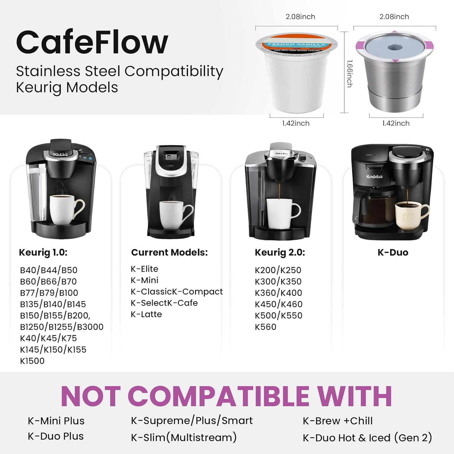 2 Pack K Cup Reusable Coffee Pods for Keurig: Stainless Steel Refillable K Cup –
