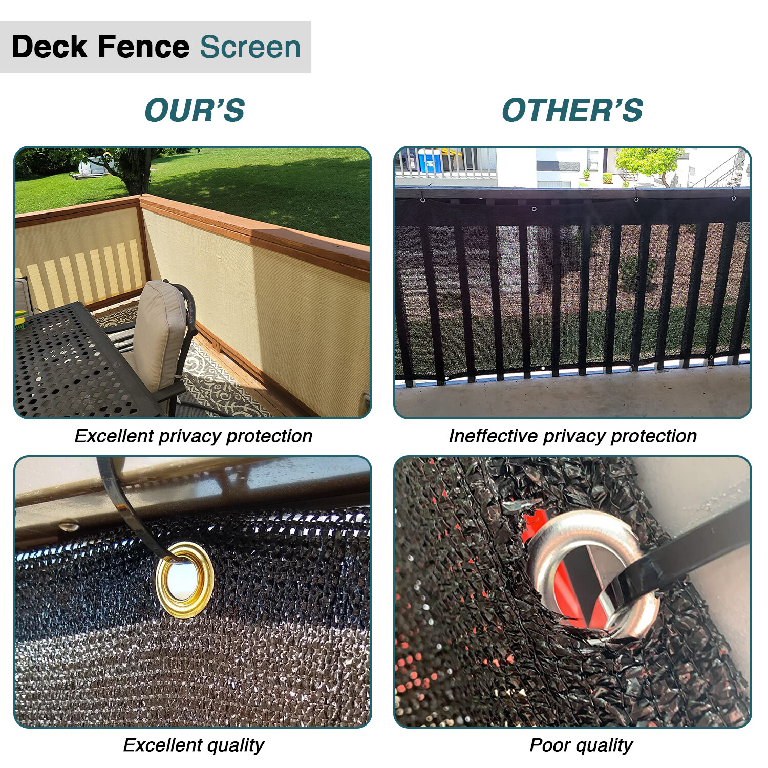 35in Balcony Fence Screen Privacy Deck Patio Shelter Shade Cover Green Stripe
