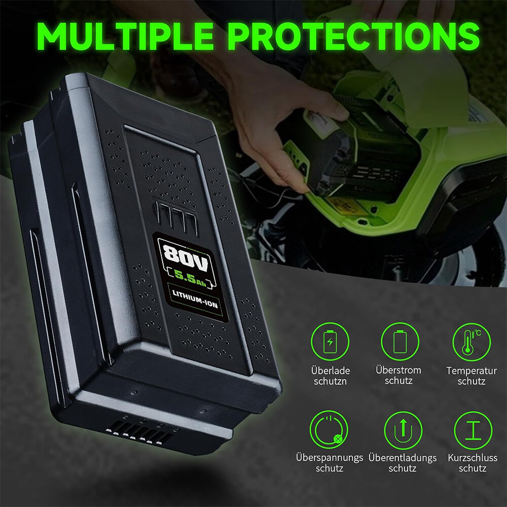 80V Lithium Ion 5.0Ah Rechargeable Li-ion Battery BAB727 GBA80200 FOR Greenworks