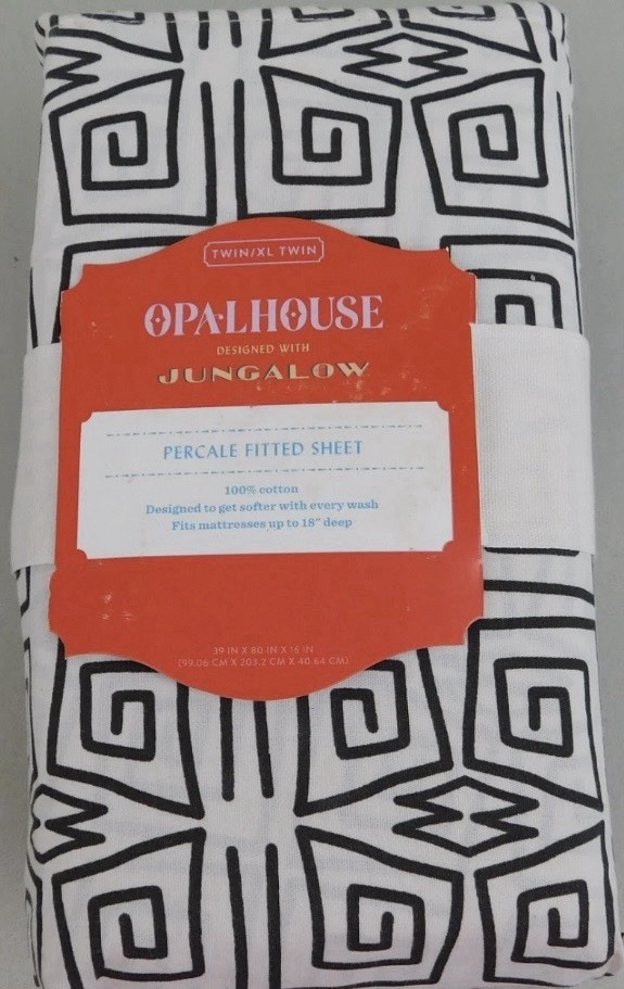 Opalhouse with Jungalow Twin/Twin XL Percale Fitted Sheet Ikat Black #8246