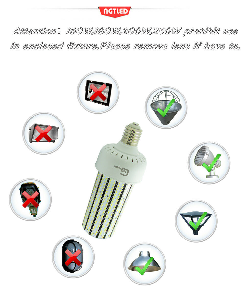 300Watt LED Corn Bulb Light Replace 1500W MH/HPS Warehouse Parking Lot Light ETL