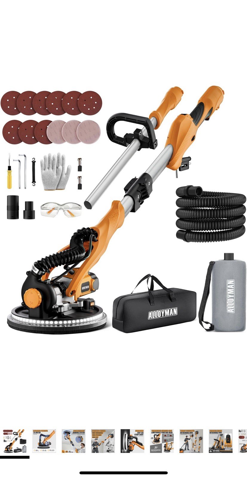 Drywall Sander, 1050W Electric Drywall Sander with Vacuum Dust Collection, 7 …