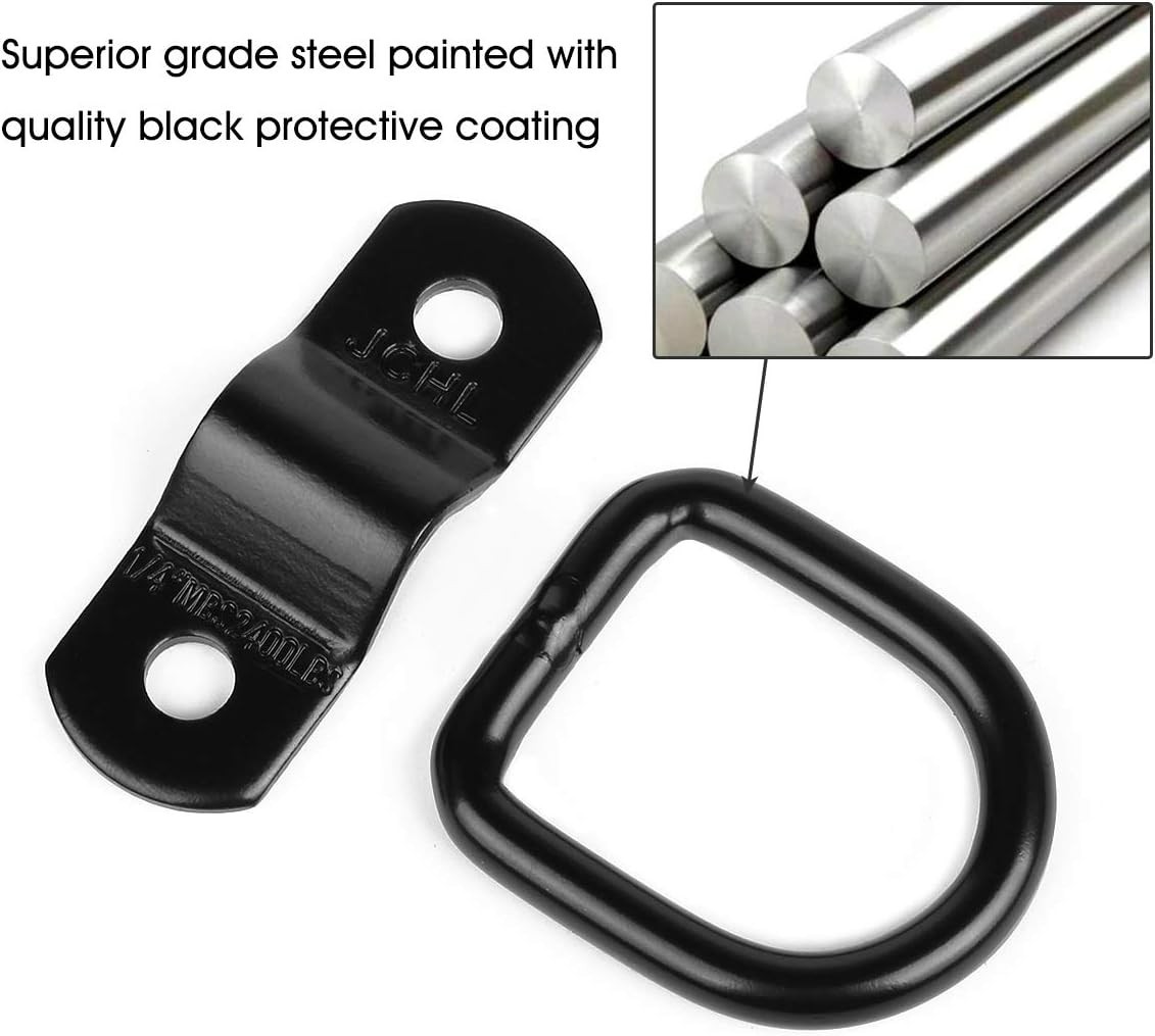 Versatile 4-Pack D Ring Tie Down Anchors – 2400 lbs Capacity for All Vehicles