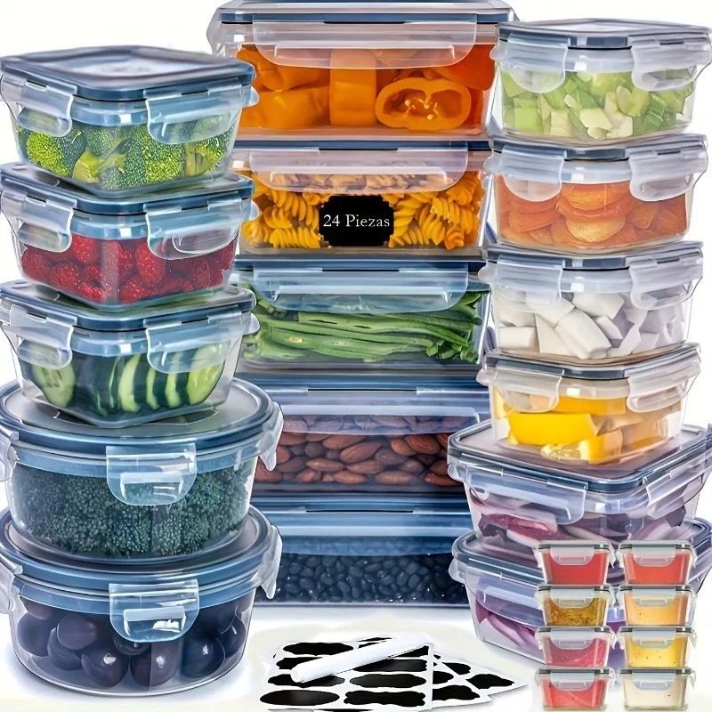 48Pc Airtight Food Storage Set plastic Containers & Lids Kitchen Organizer NEW..