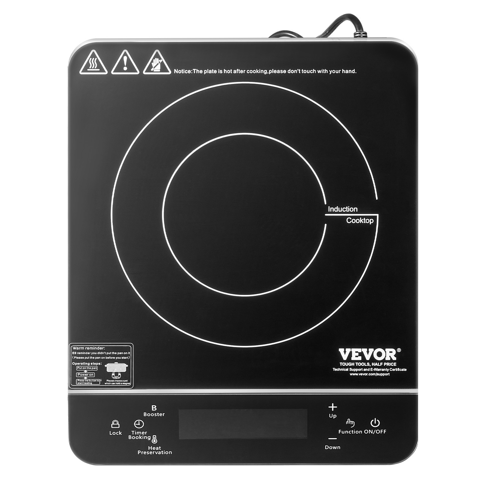 VEVOR Portable Induction Cooktop 1500W Countertop Burner 9 Temp Levels Hot Plate