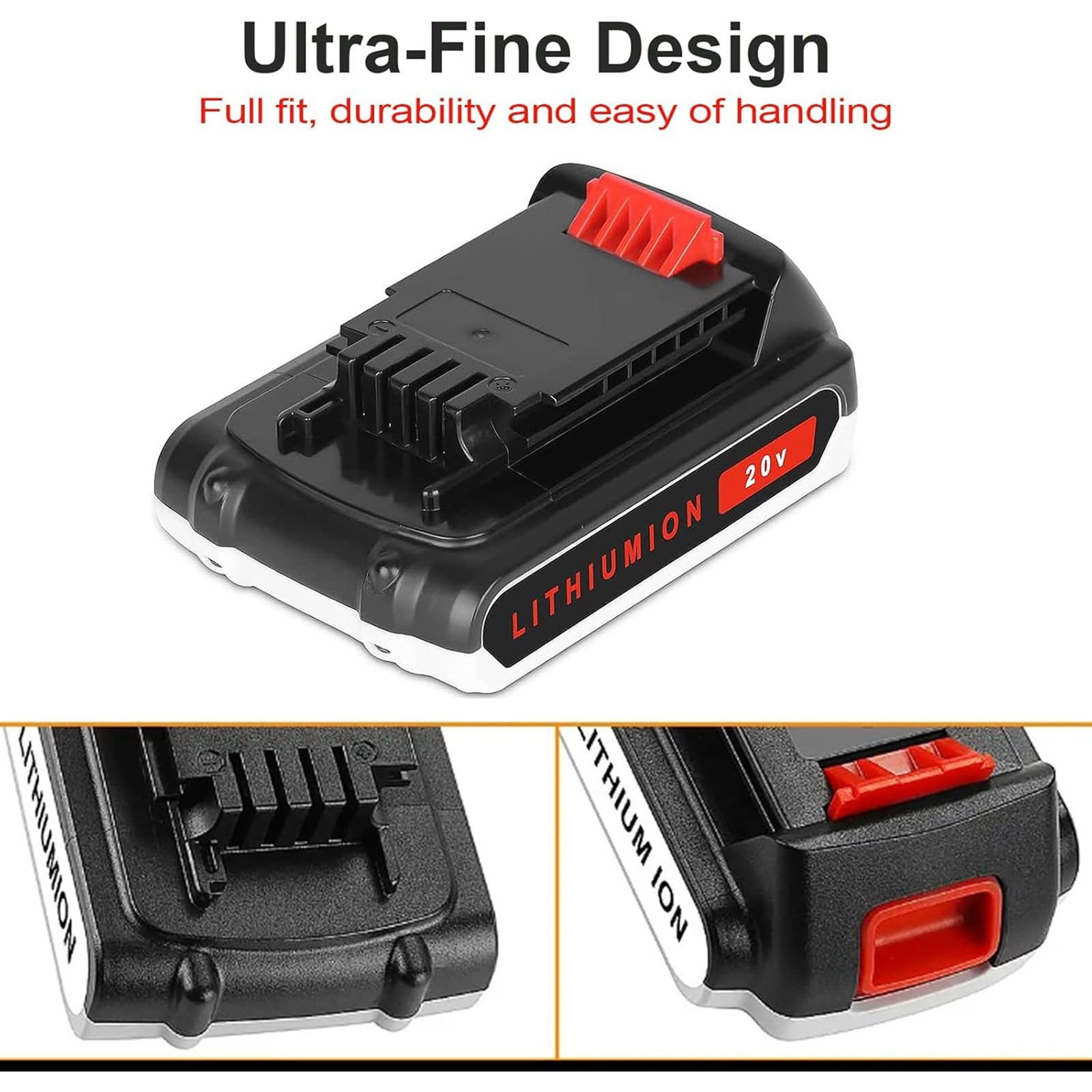 2 Pack 20V MAX 3.0Ah Battery for BLACK+DECKER 20 Volt Lithium Batteries LBXR20