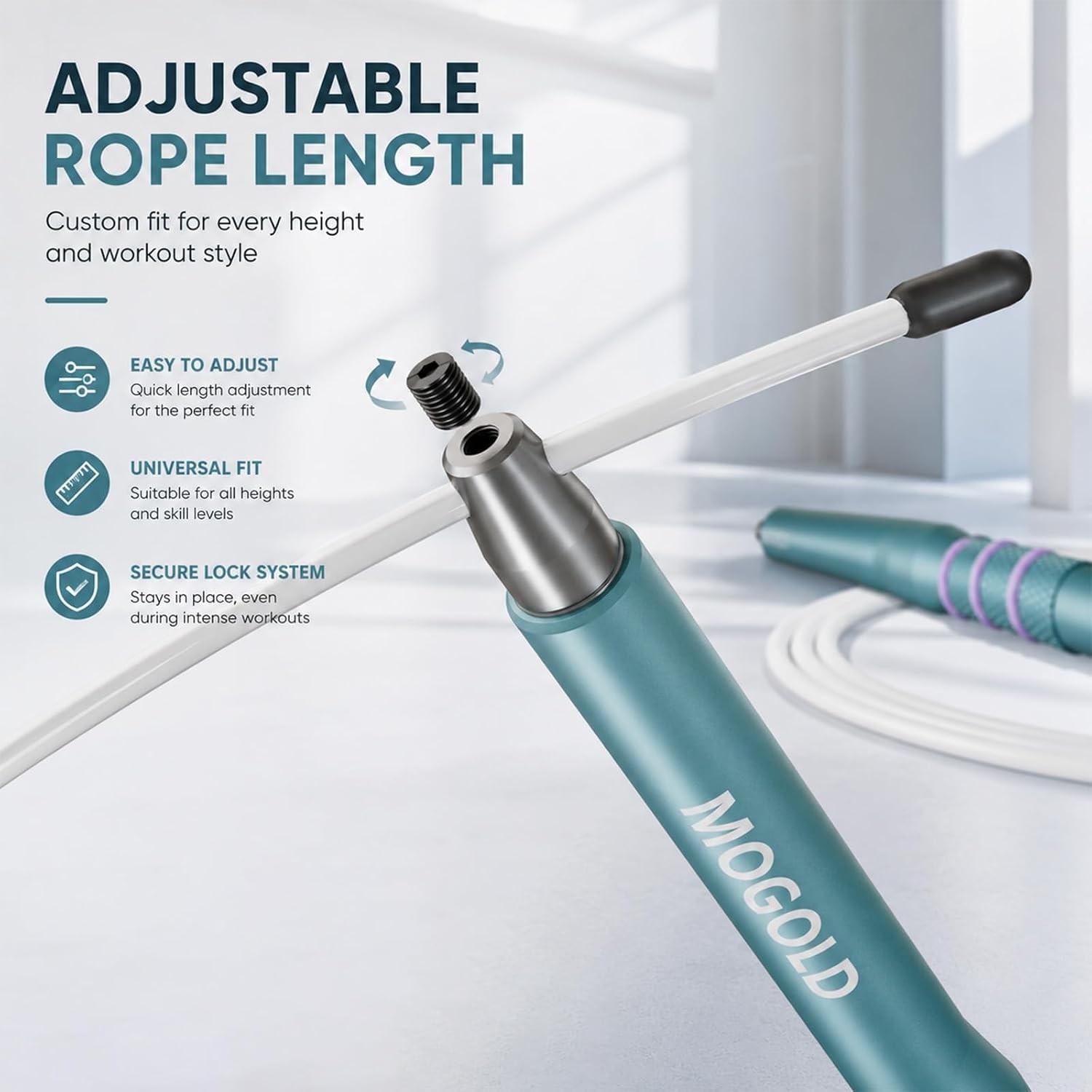 Speed Jump Rope, Turquoise Aluminum Alloy Handles with PVC Steel Wire, 17cm…