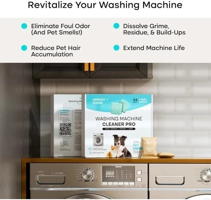 Uproot Clean Washing Machine Cleaner Tablets – 24 Pack for a 12 Month Supply. Fo