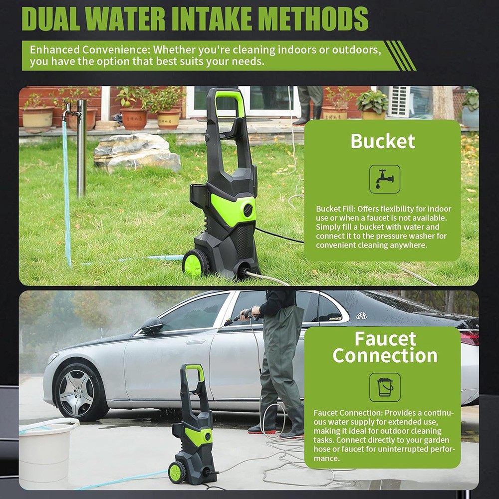 Electric Pressure Washer 5000PSI Max 2.5GPM Portable Power Washer 4 Quick Nozzle