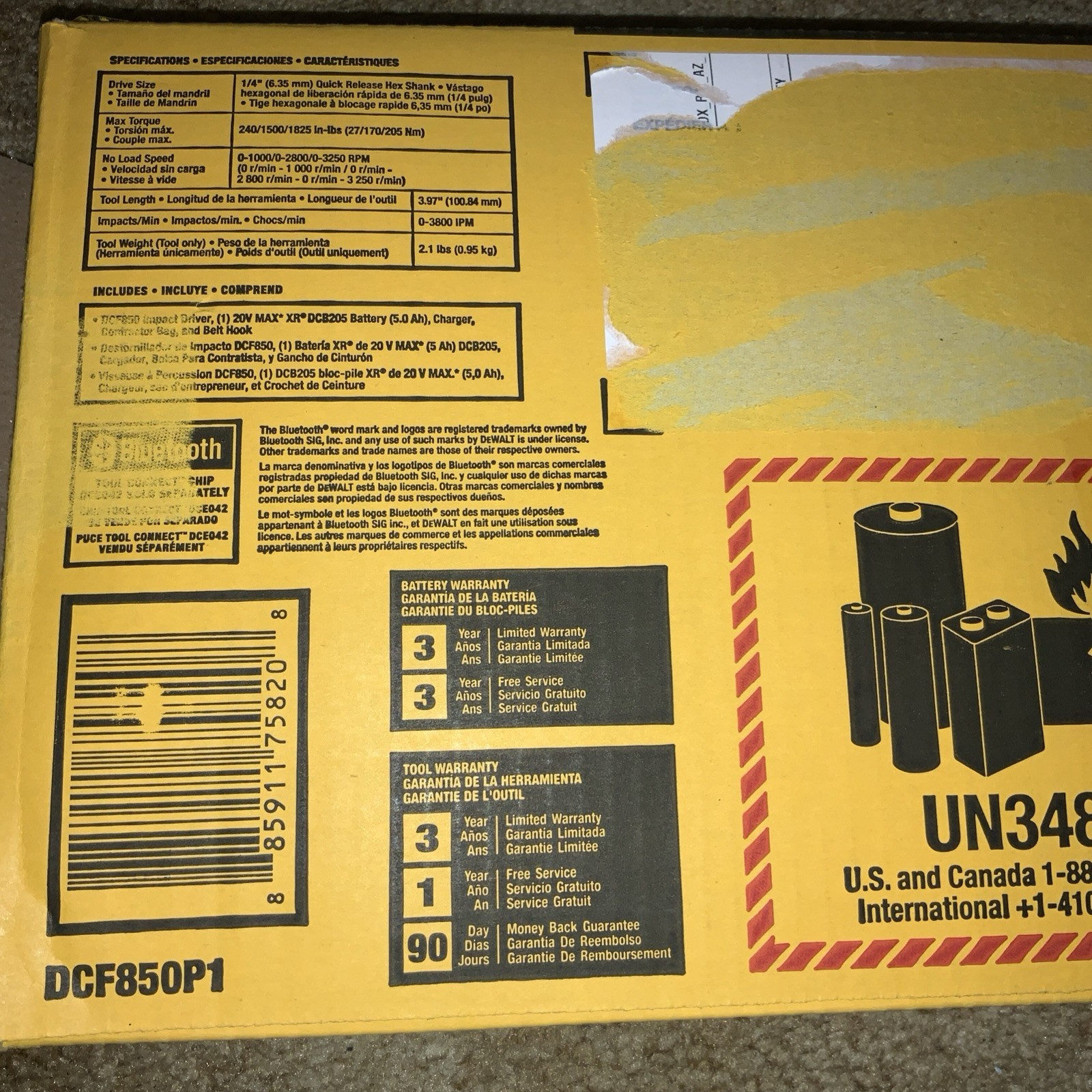 DeWALT Atomic 20V 1/4″ Impact Kit w/ bag, 5Ah Battery & Charger DCF850P1