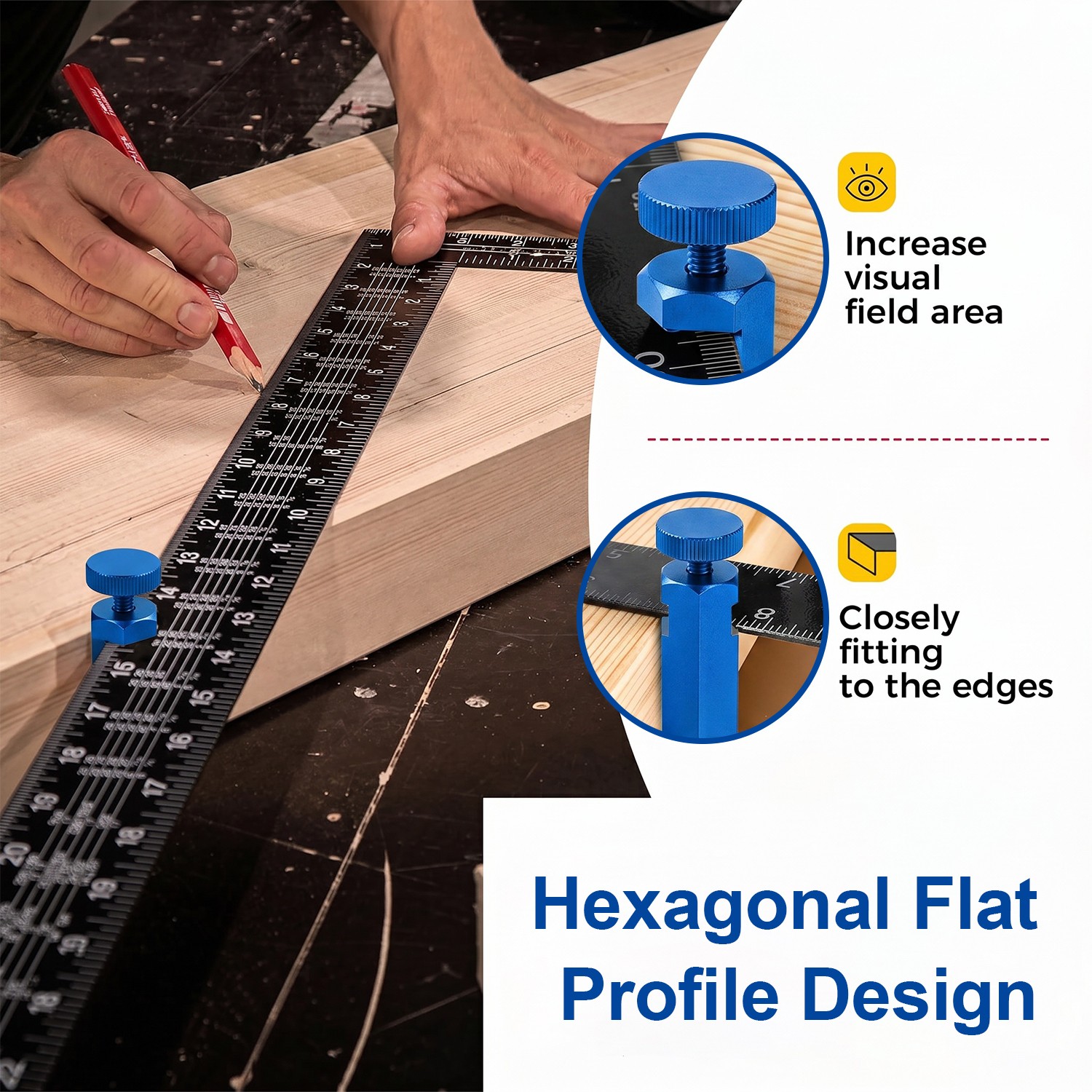Tall Stair Gauges for Framing Square with Holder&Carabiner Knobs,Versatile Circu