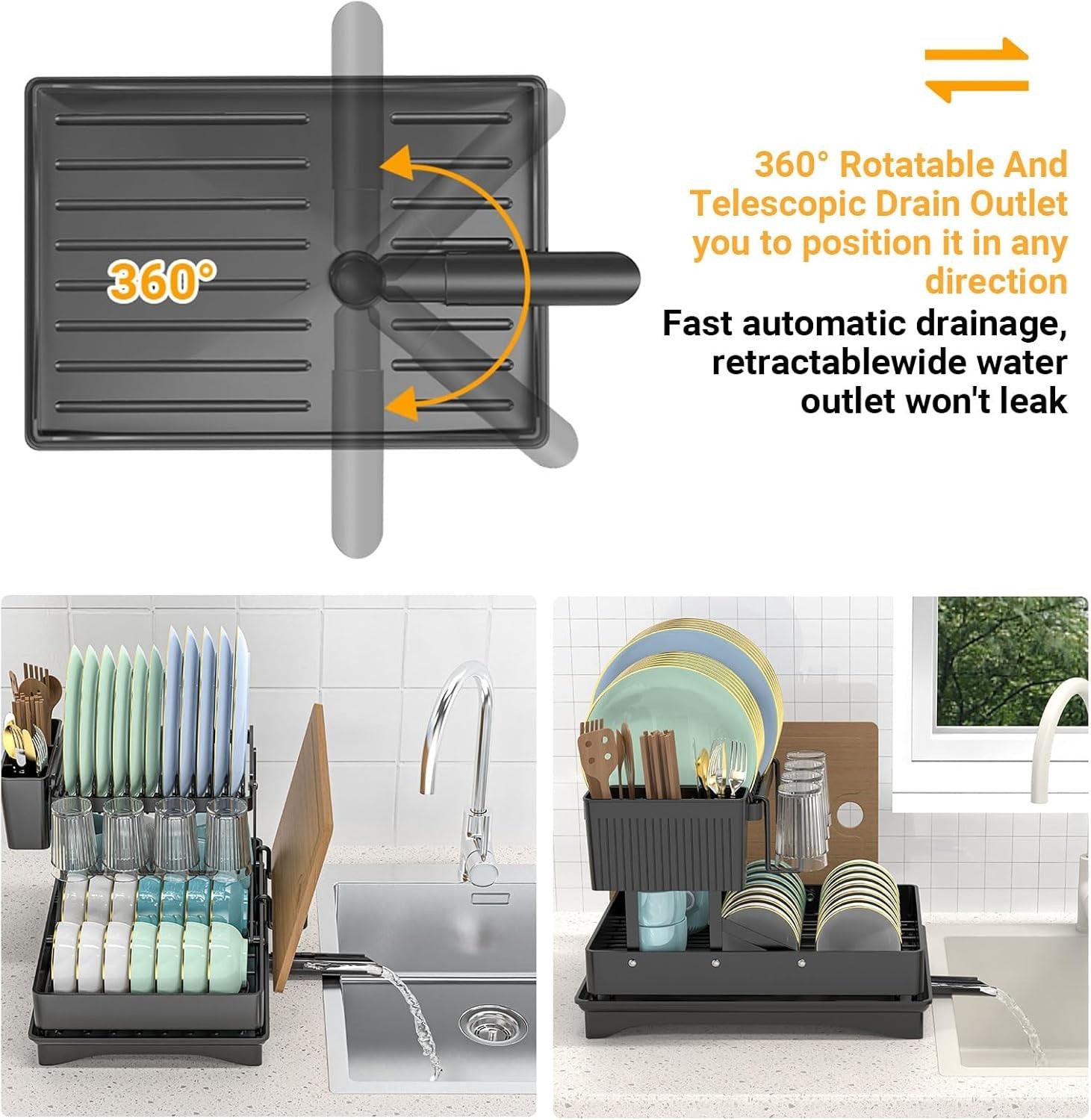 Large Dish Drying Rack,Dish Rack 2 Tier
