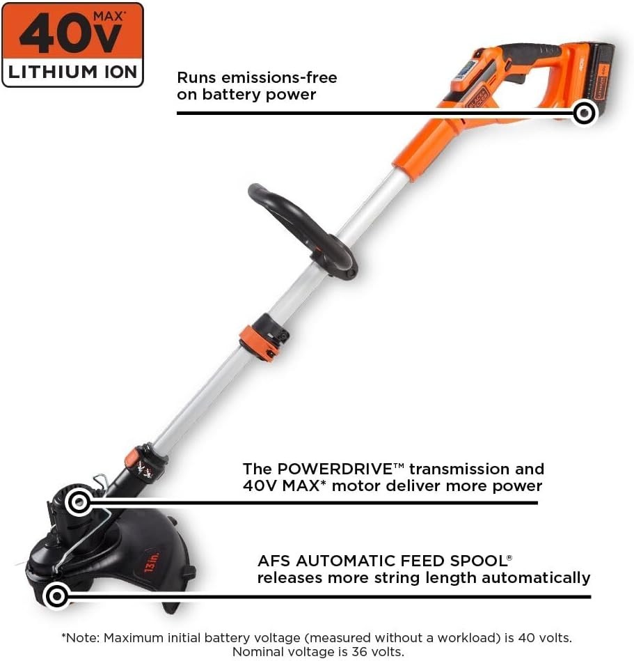 BLACK+DECKER 40V MAX* Lithium String Trimmer – LST140C