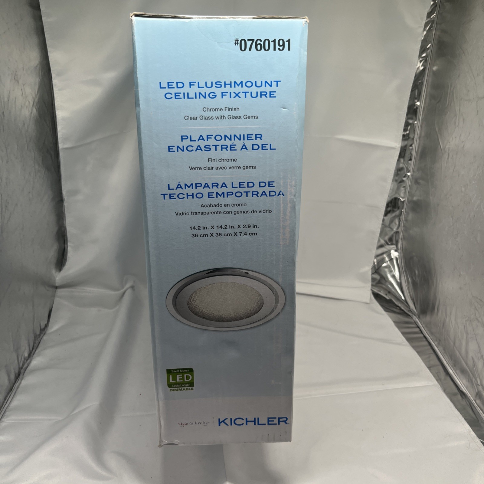 Kichler 14”/ 14.2-in chrome LED Dimmable flush mount Kitchen light 0760191