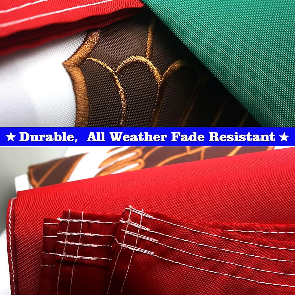 Embroidered Mexican Flag 3×5 FT 210D Heavy Duty Polyester Outdoor Mexico Flag