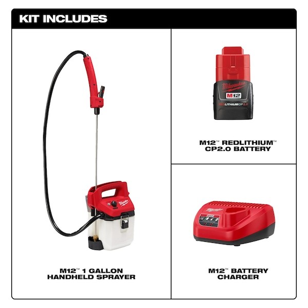 Milwaukee Tool 2528-21G1 1 Gal. Handheld Sprayer Kit, Hdpe Tank, Adjustable