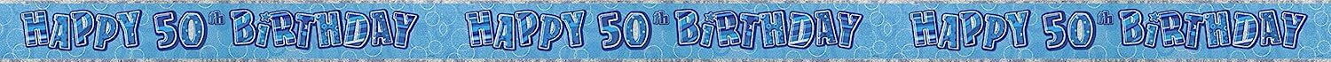 12ft Blue Glitz Foil Aged Birthday Banner Party Decoration