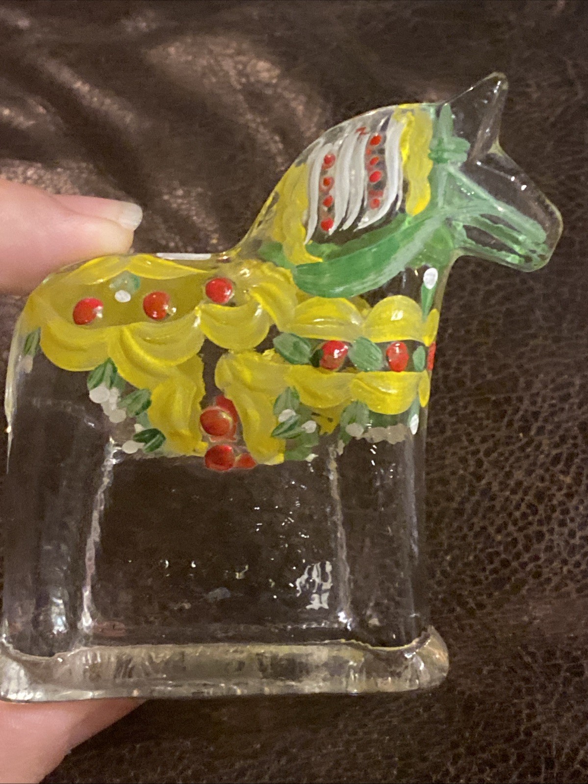 Swedish Lindshammar Glass Dala Horse Christer Sjogren hand painted made Sweden