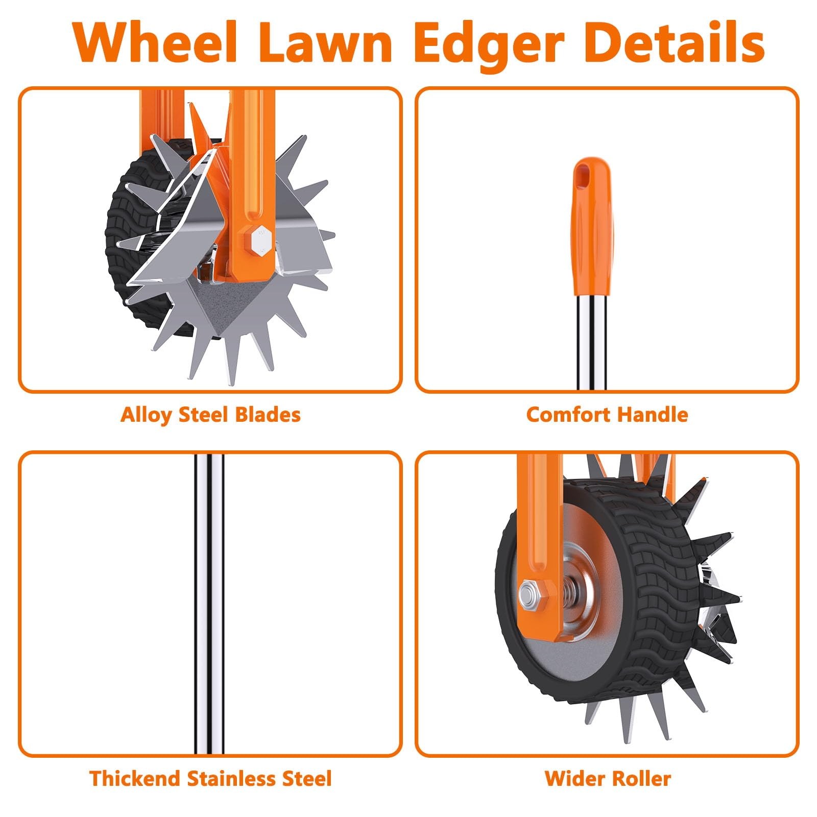 Manual Lawn Edger Rotary Wheel Grass Edge Trimmer with Adjustable Handle Yard