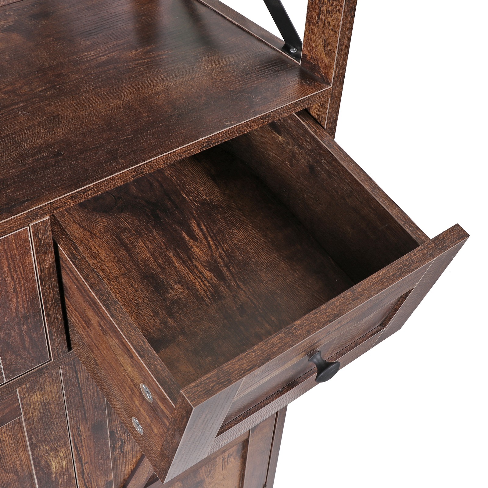 Brown Storage Cabinet with Doors & Drawers Freestanding Kitchen Pantry Cabinet