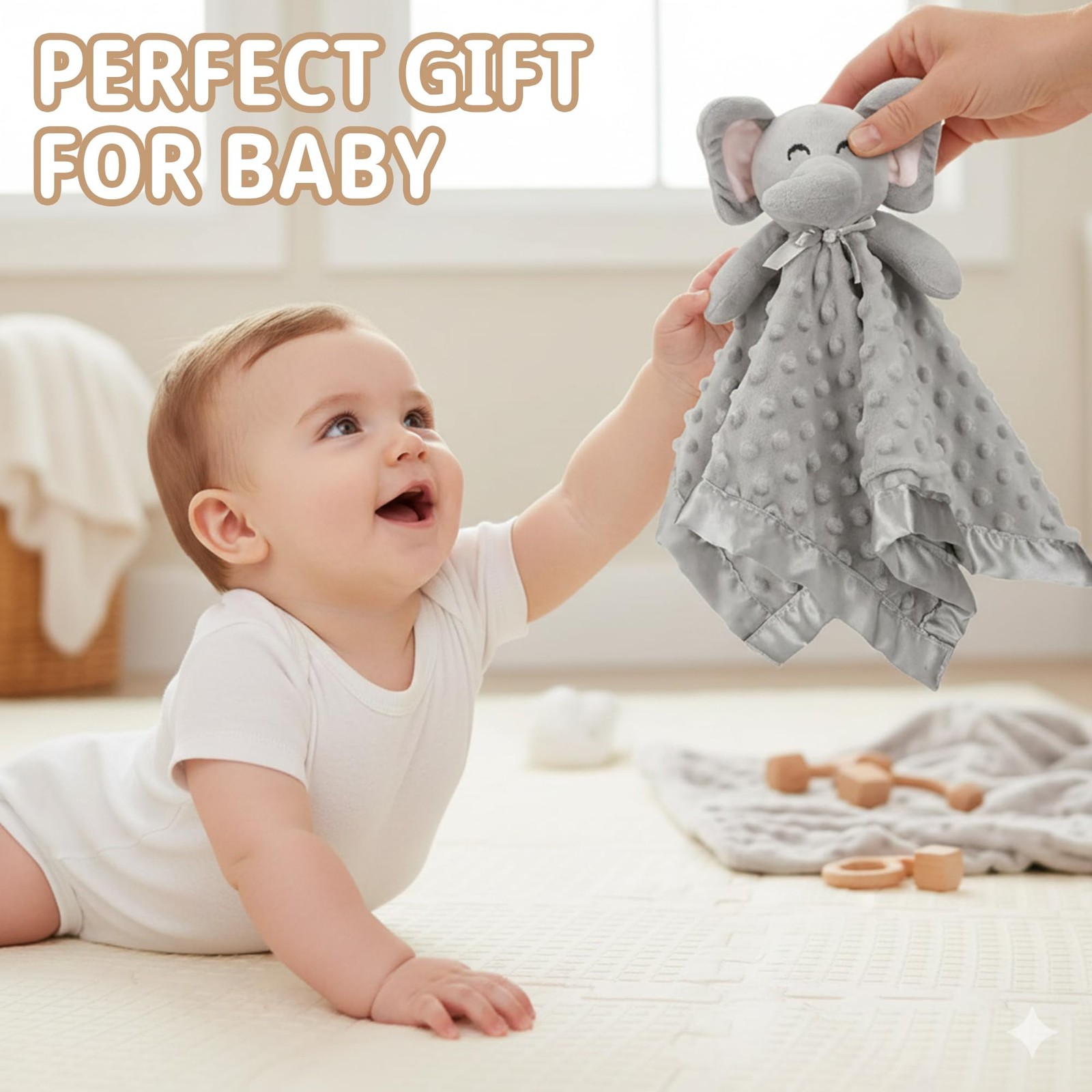 Pro Goleem Elephant Security Blanket, Soft Lovey Unisex Lovie Baby Gifts for Boy