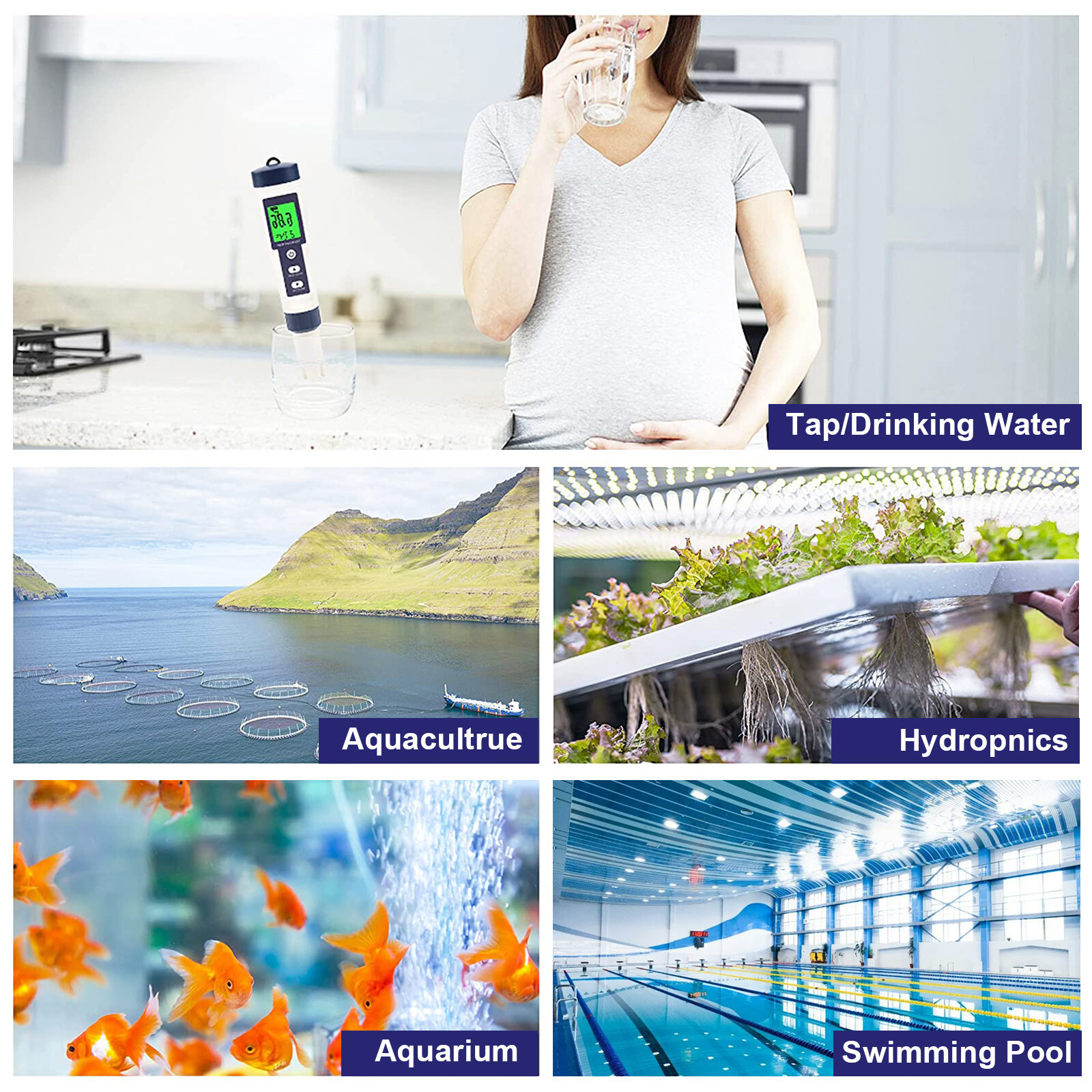 5 In 1 Digital Water Quality Meter Tester Tool PH/TDS/EC/Salinity/Temperature