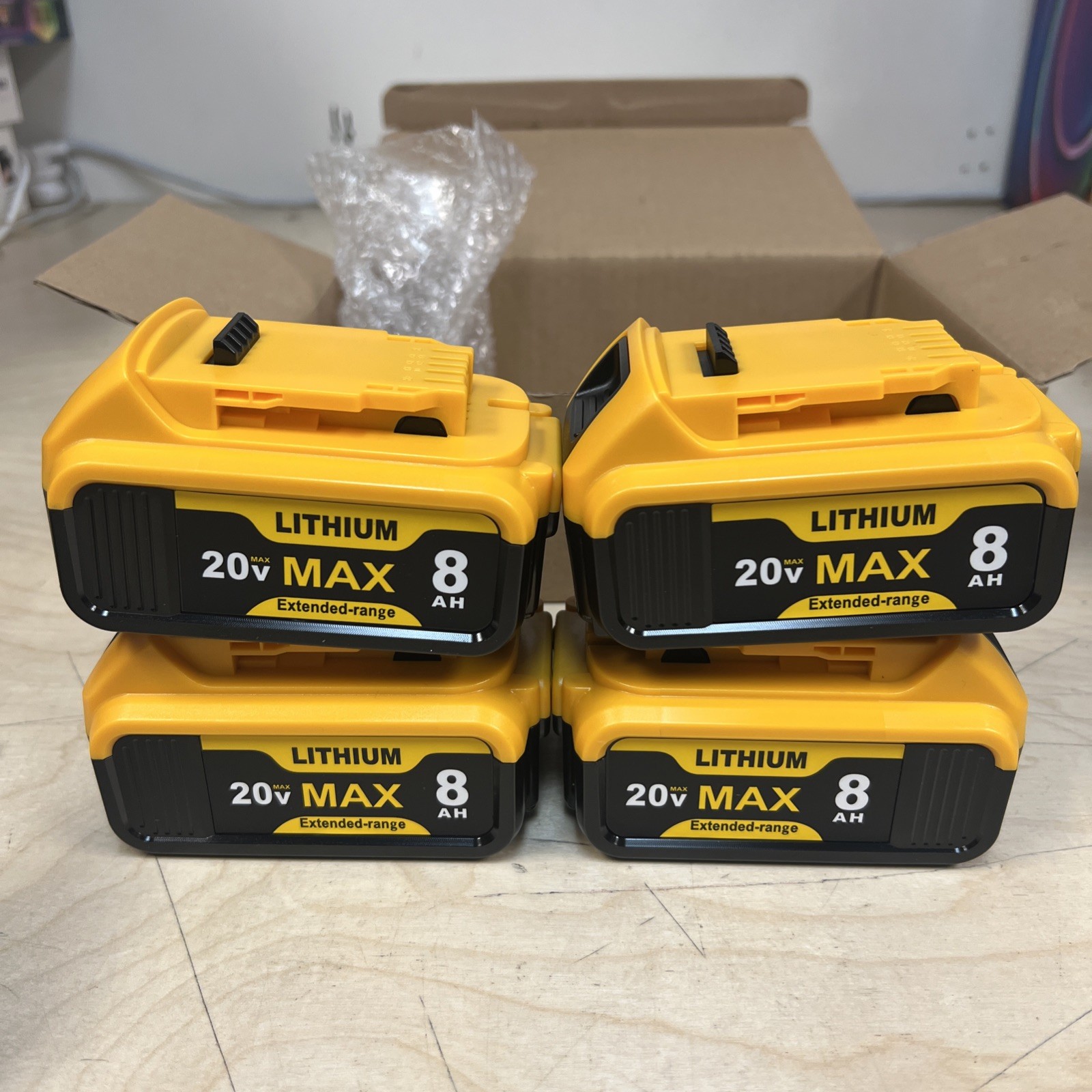 Lithium Ion Battery 20V 20 Volt 8.0AH DCB206 DCB208 DCB200 For DeWalt Lot Of 4