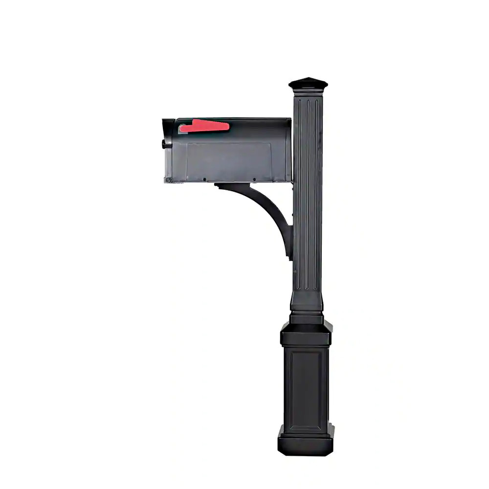 Lexington Mailbox And Post Kit 3.5 in x 3.5 in x 72 in Non-Locking Vinyl Black