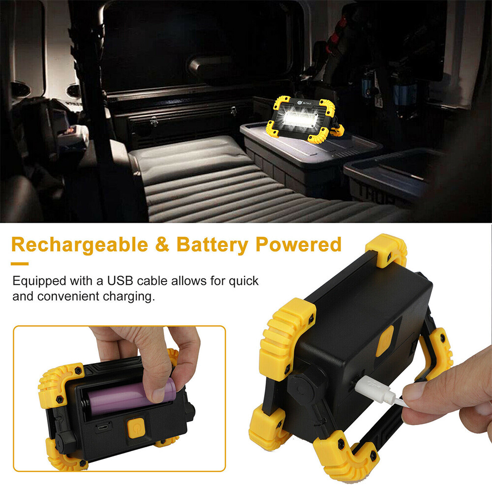 2Pcs LED+COB Work Light USB Rechargeable Spotlight Floodlight Camping Emergency