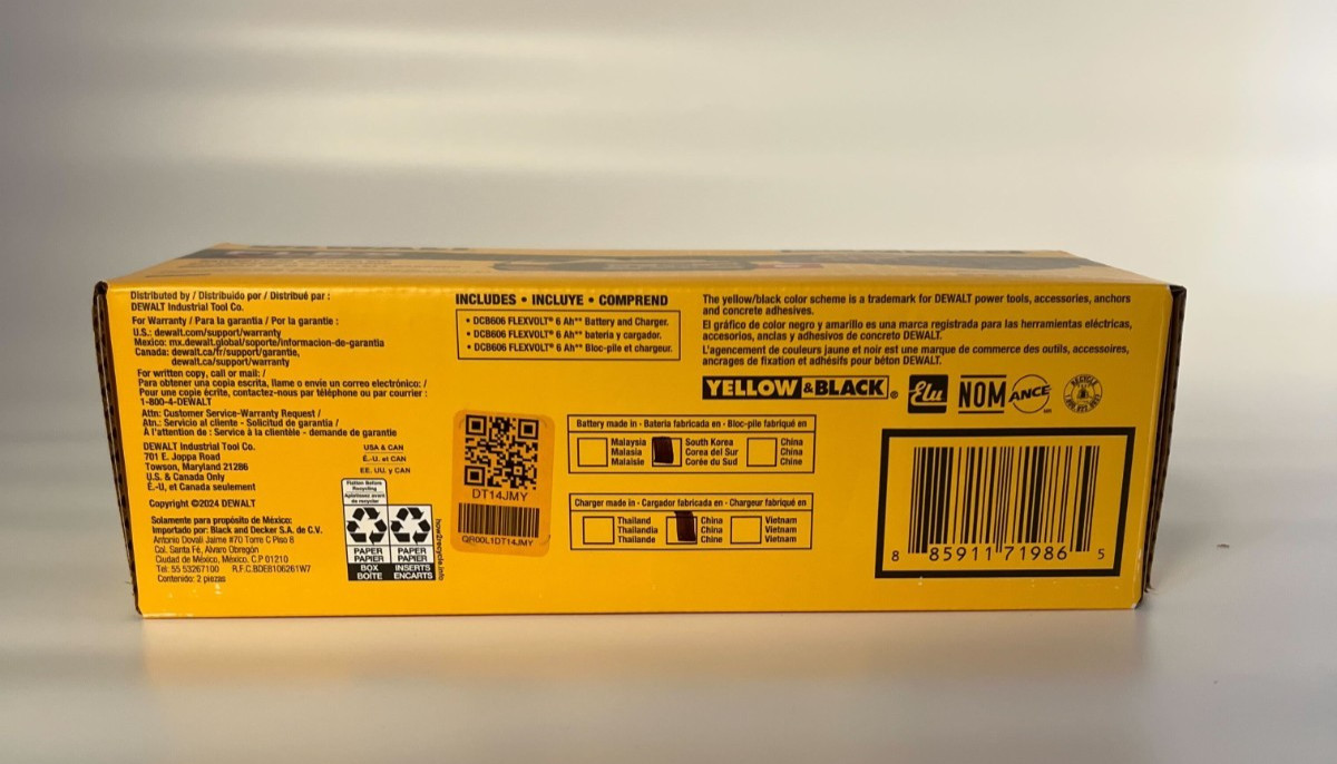 [NEW] (DCB606C) DEWALT20V/60V MAX* FLEXVOLT® 6Ah Battery Kit