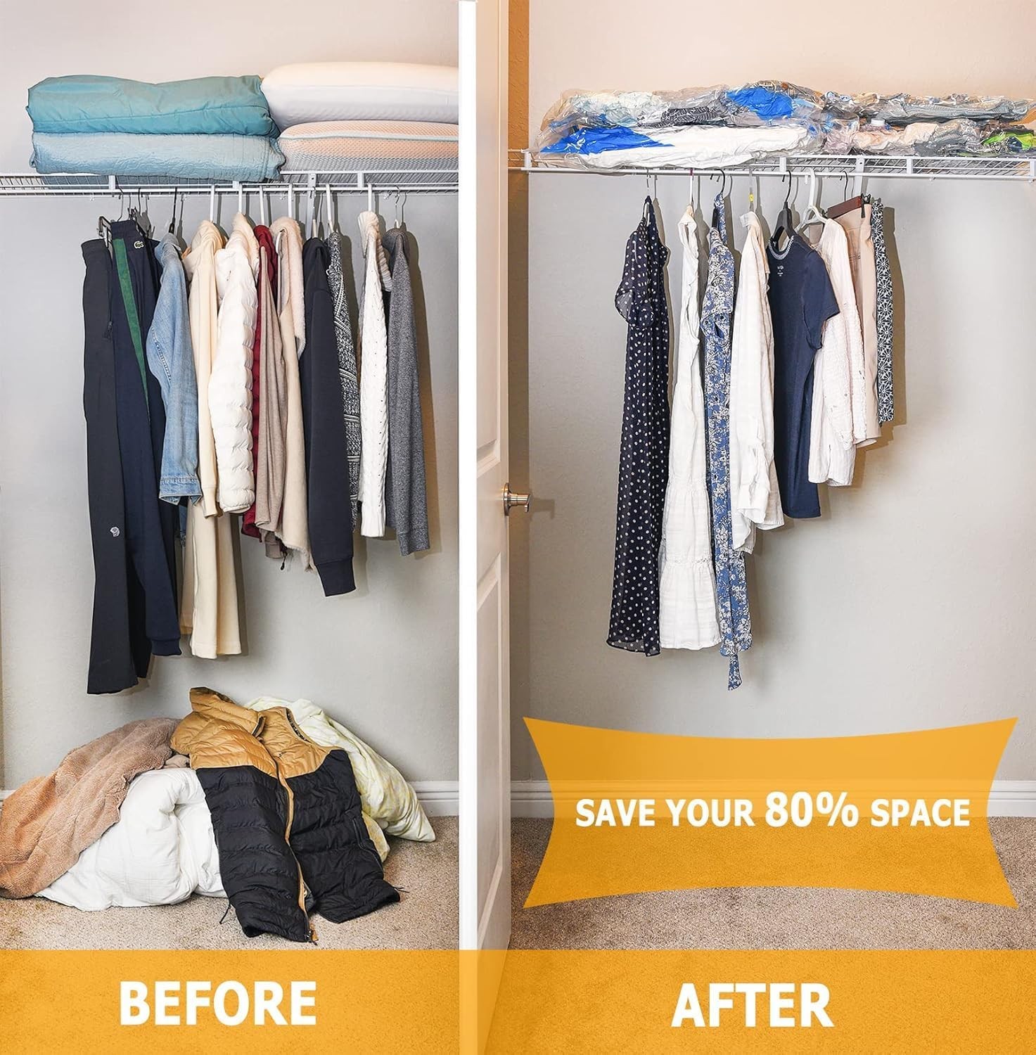 Vacuum Storage Bags Space Saver Seal for Clothing Comforters Pillows Bedding