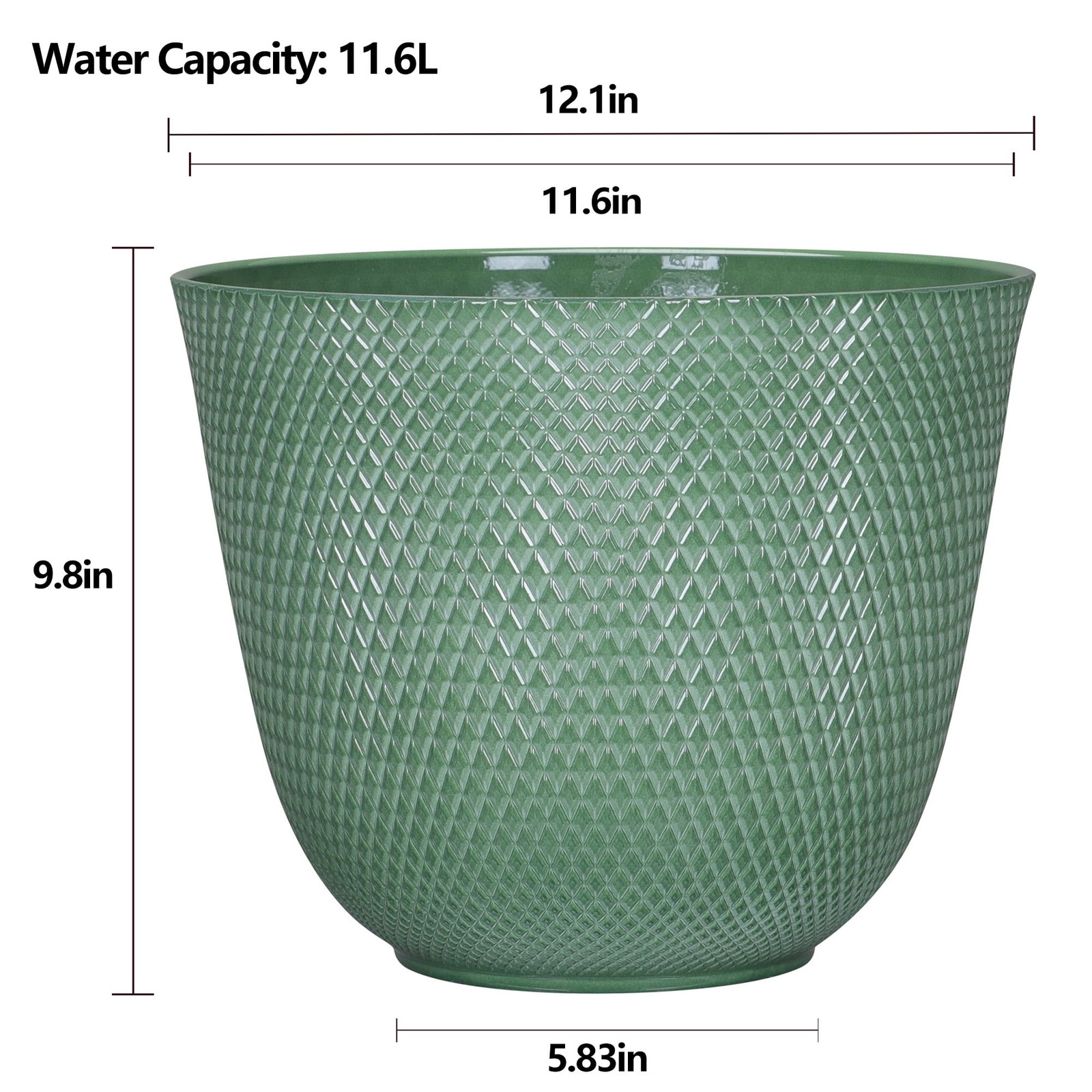 Lora Green Recycled Resin Planter 12.1in x 9.8in
