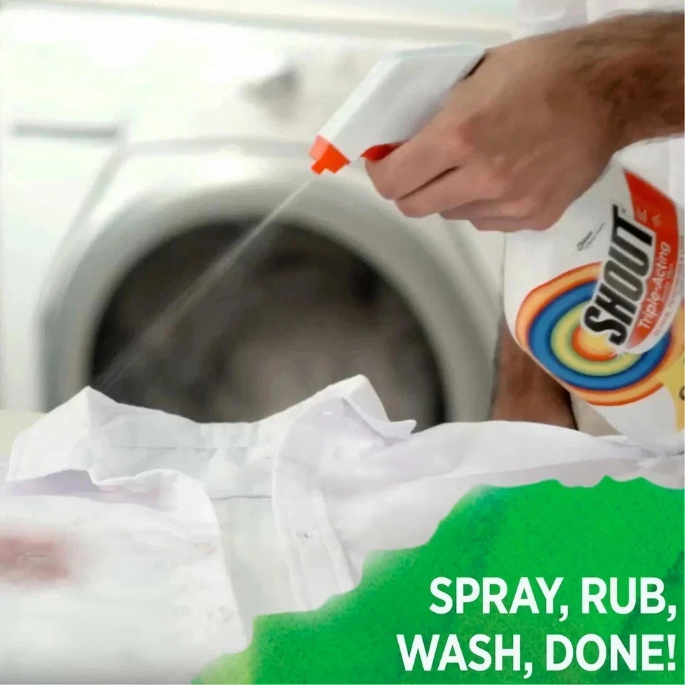 Shout Triple-Acting Laundry Stain Remover, 128 fl. oz. Refill + 22 fl. oz. Trigg