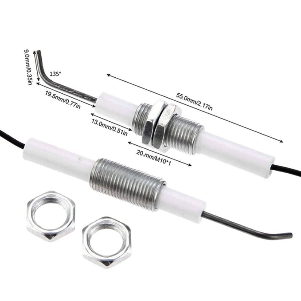 2 Sets 11.8″ Long Propane Push Button Piezo Igniter Kit Gas Grill/Range/Heater