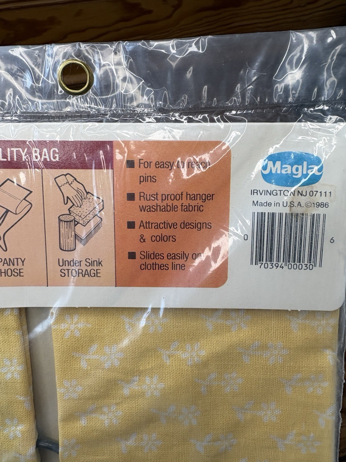 Vintage Magla Clothes Pin Bag No. 30 Yellow Flower NOS 1986 10″x15″ Made in USA