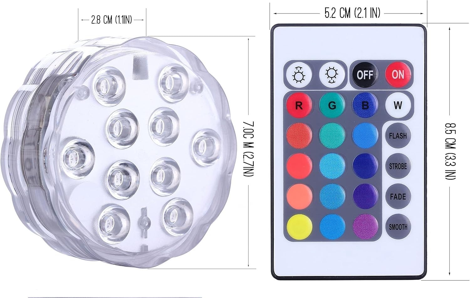 2pack Submersible LED Lights Remote Control Battery Powered,RGB Multi Color