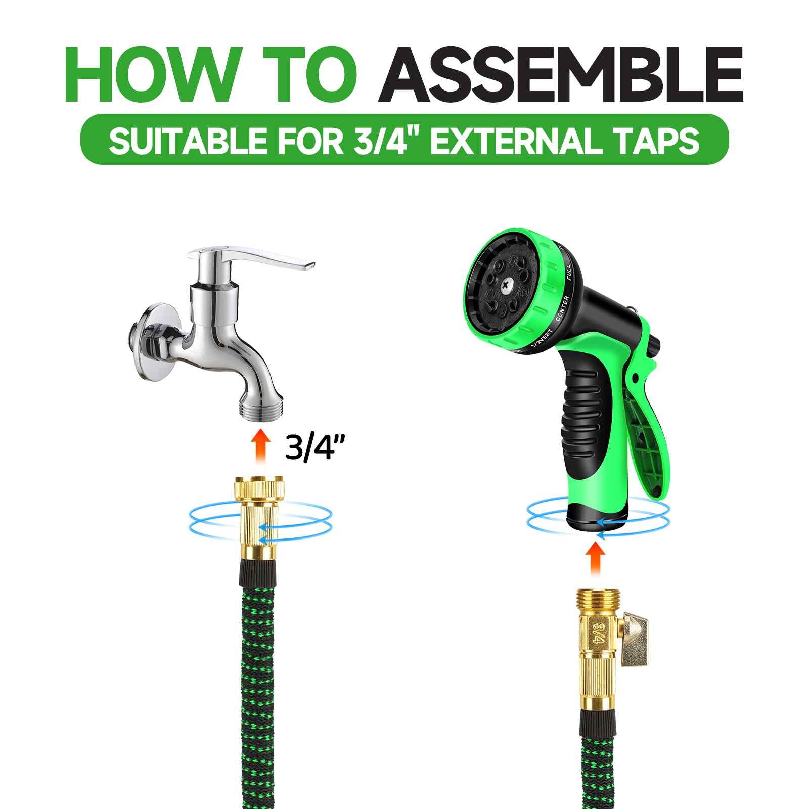 Outdoor Expandable Flexible Garden Water Hose Magic Pipe 20/40/60/80/120ft