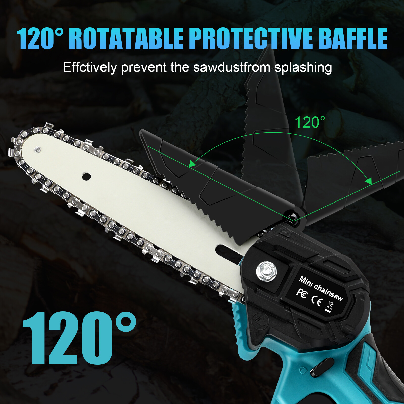 4+6″ Electric Mini Chainsaw Cordless Handheld Saw 2 Battery + 4 Chain for Makita