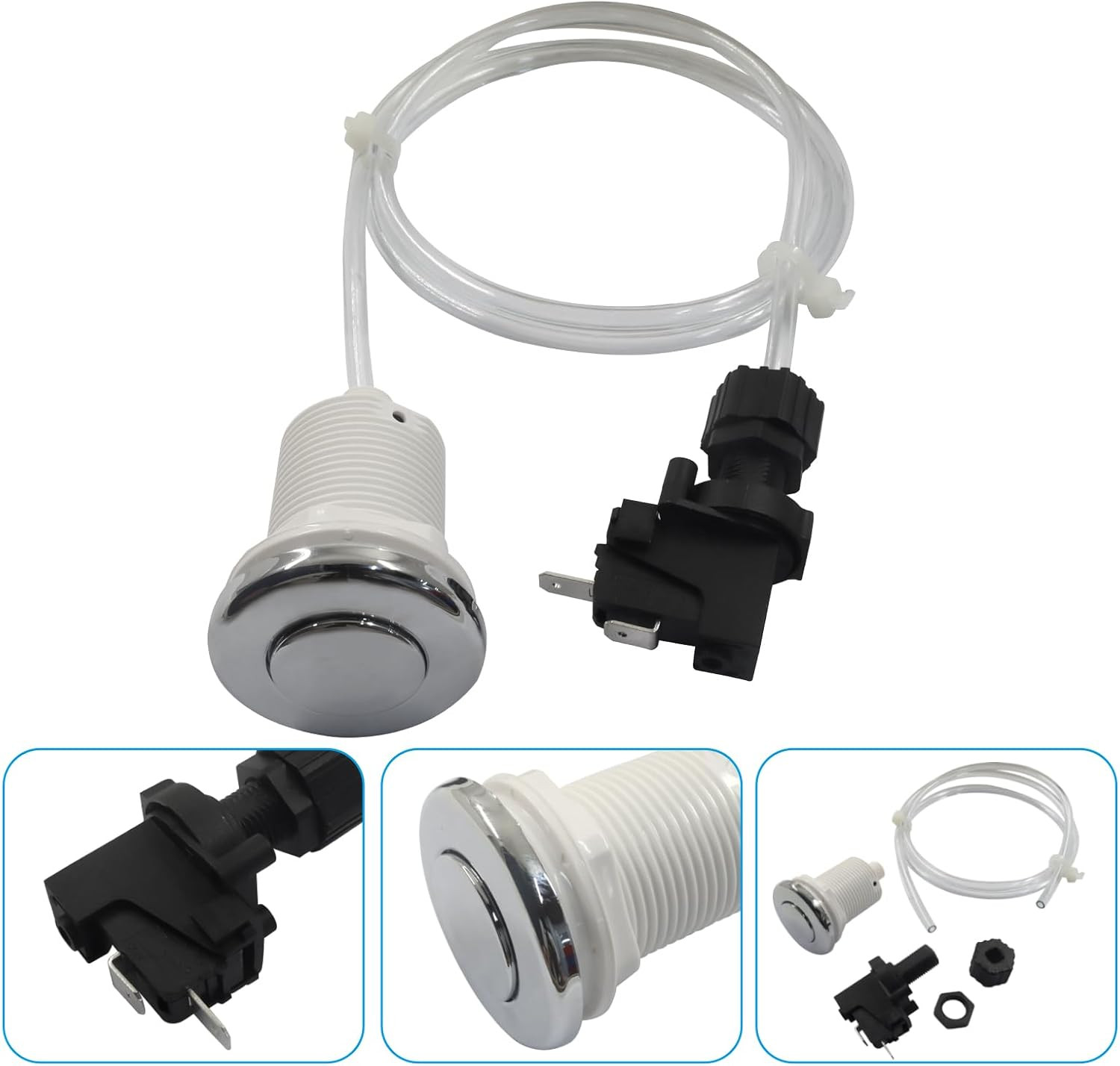 Hot Tub Air Switch Kit, Polished Chrome Push Air Button Switch Jetted Whirlpool