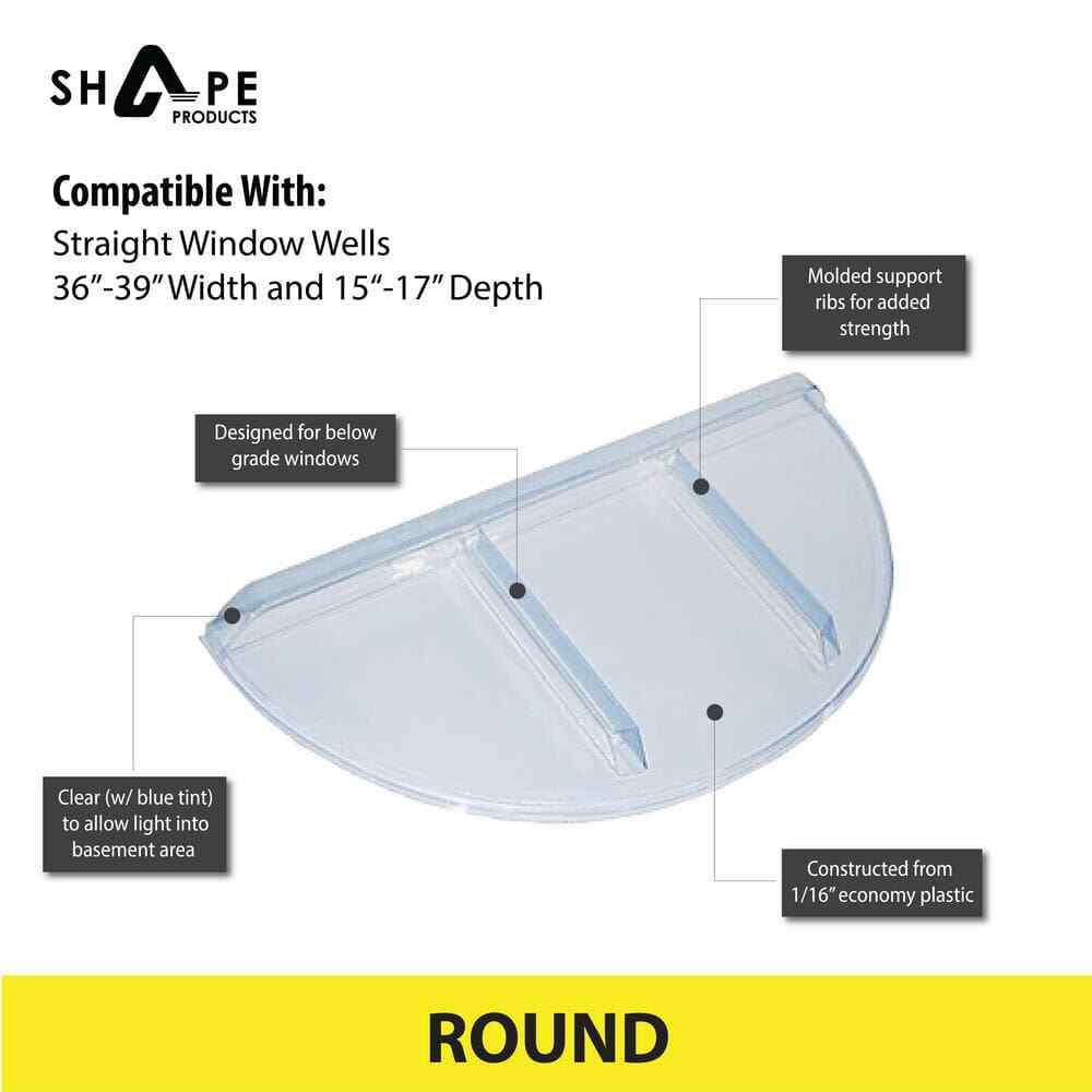 Flat Round Window Well Cover 39 In. W X 17 In. D X 2-1/2 In. H Economy